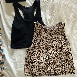 Women’s Cheetah Print & Black Crop Tank Tops